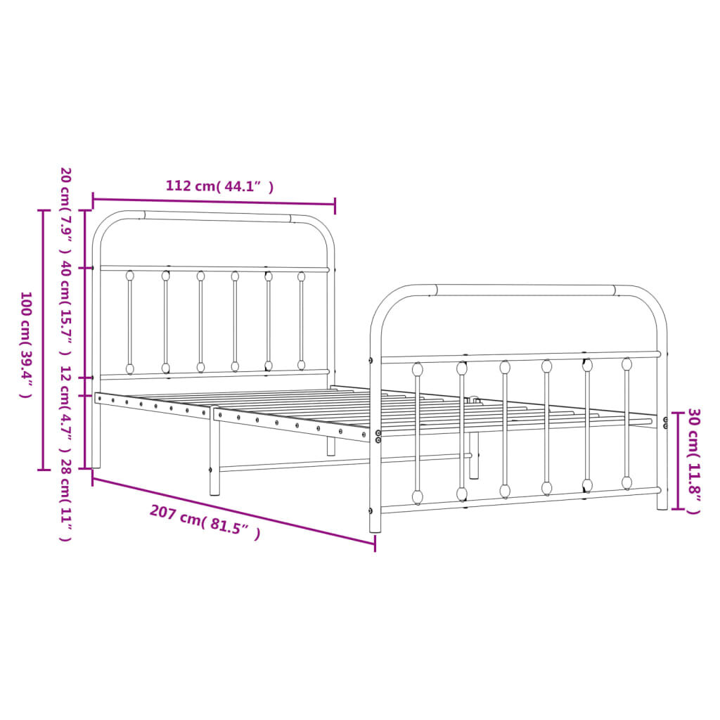 Metal Bed Frame without Mattress with Footboard White 107x203 cm King Single Price