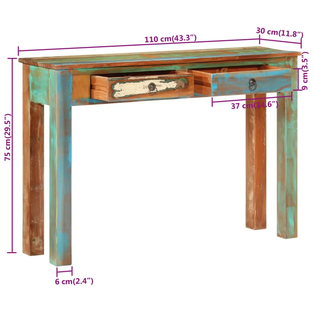 Console Table 110x30x75 cm Solid Wood Reclaimed Price