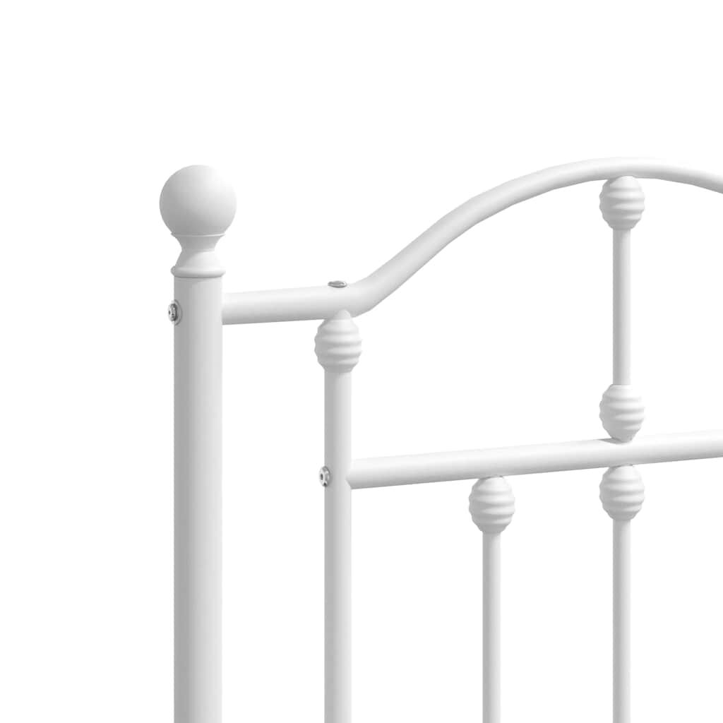 Metal Bed Frame without Mattress with Headboard White 135x190 cm Price