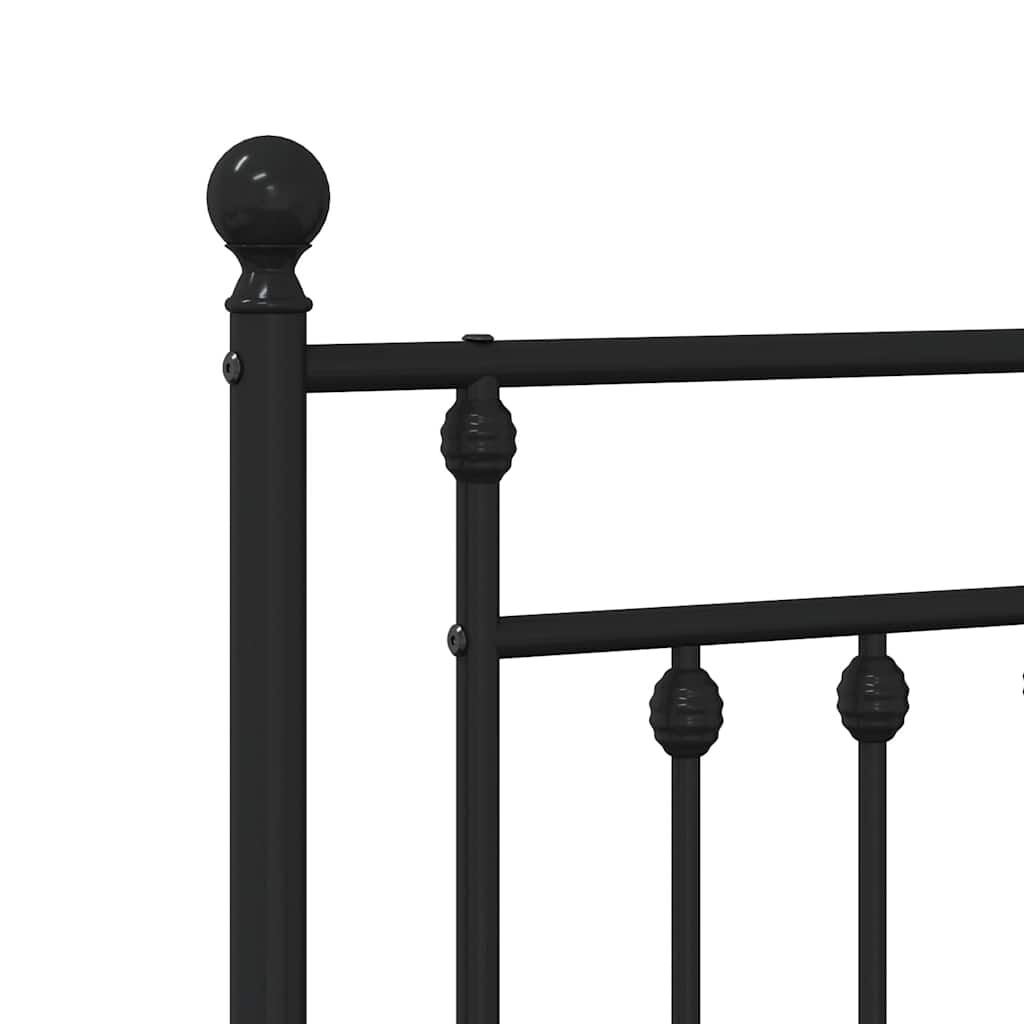 Metal Bed Frame without Mattress with Headboard Black 150x200 cm Price