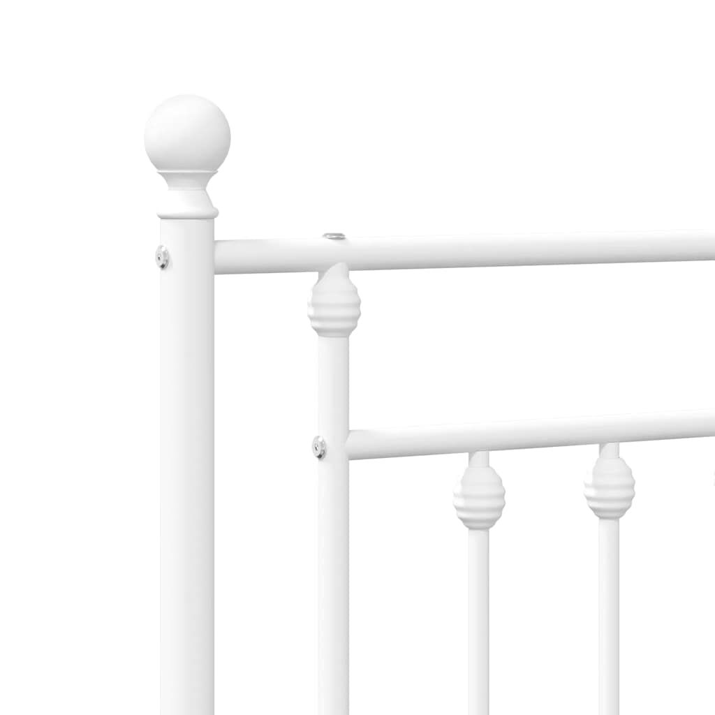 Metal Bed Frame without Mattress with Footboard White 150x200 cm Price