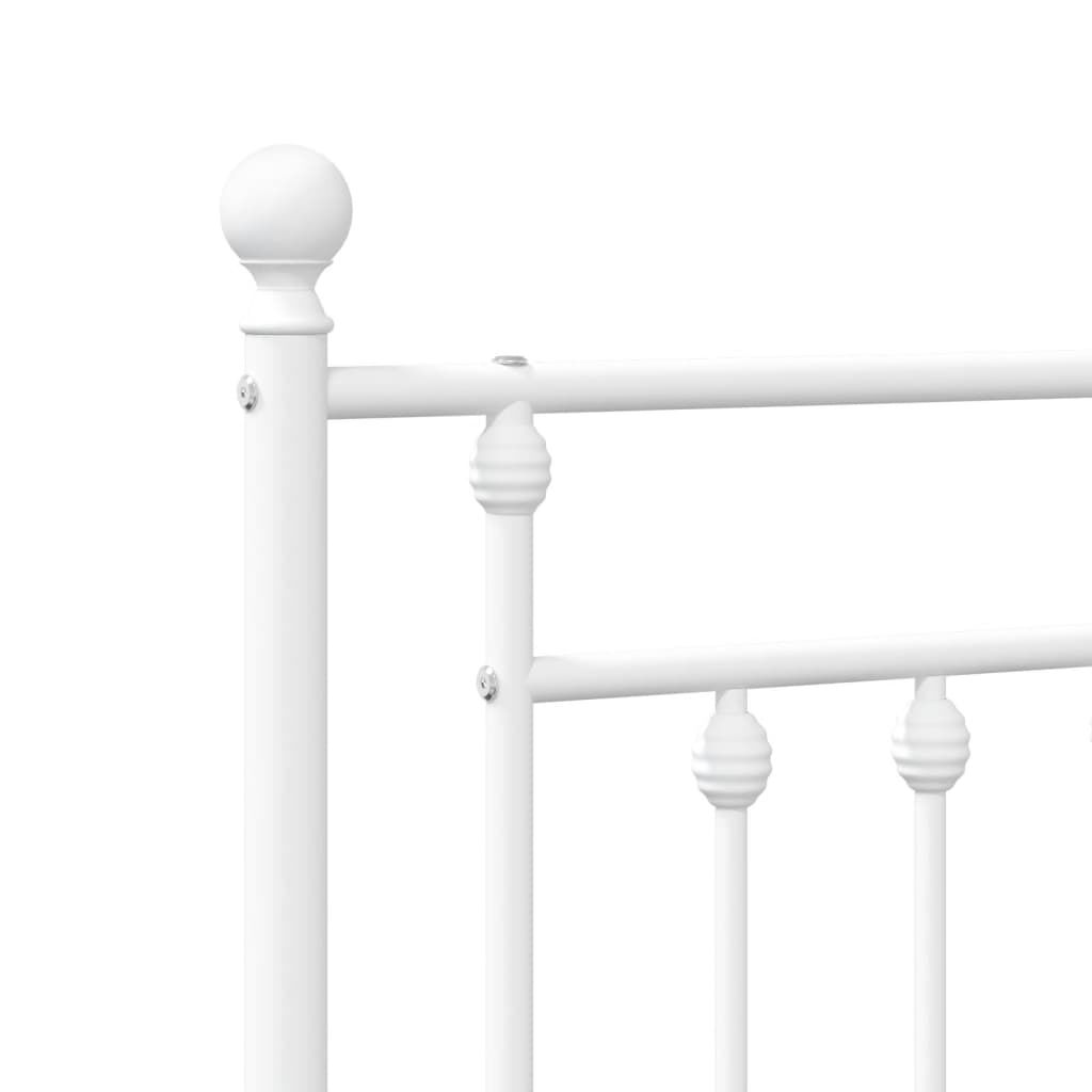 Metal Bed Frame without Mattress with Footboard White 183x203 cm King Price