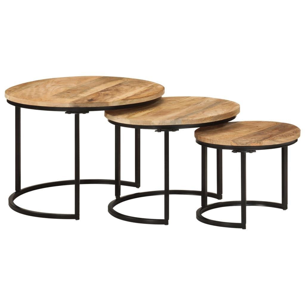 Nesting Tables 3 pcs Solid Rough Wood Mango Price
