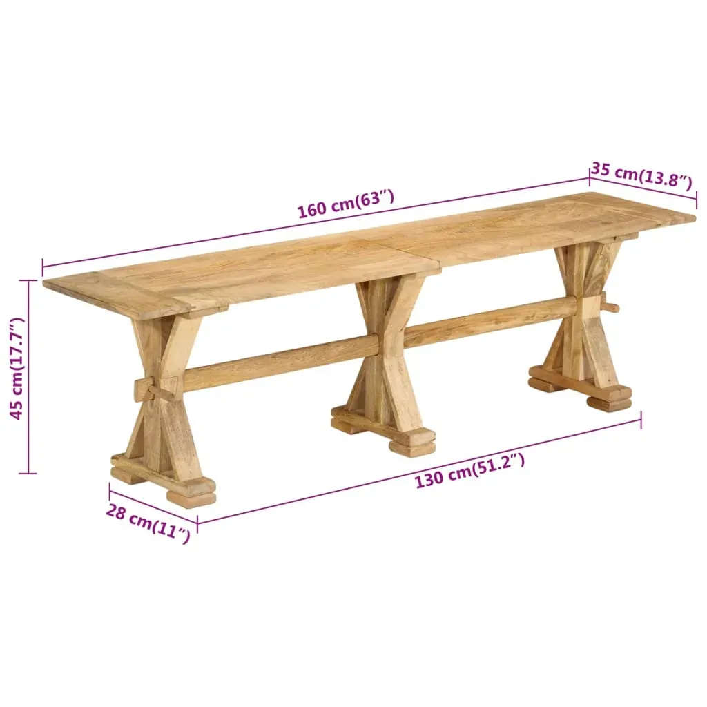 Bench 160x35x45 cm Solid Wood Mango Price