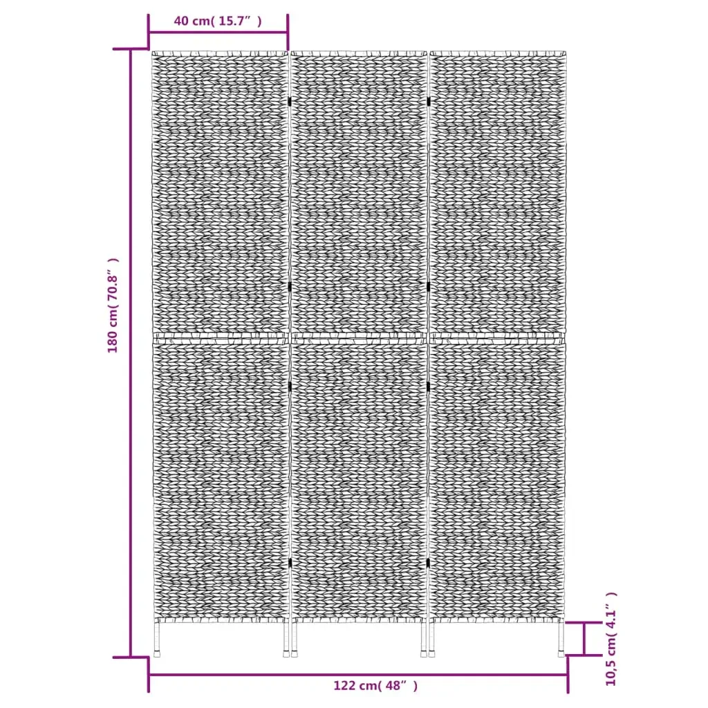 Room Divider 3-Panel Brown 122x180 cm Water Hyacinth Price