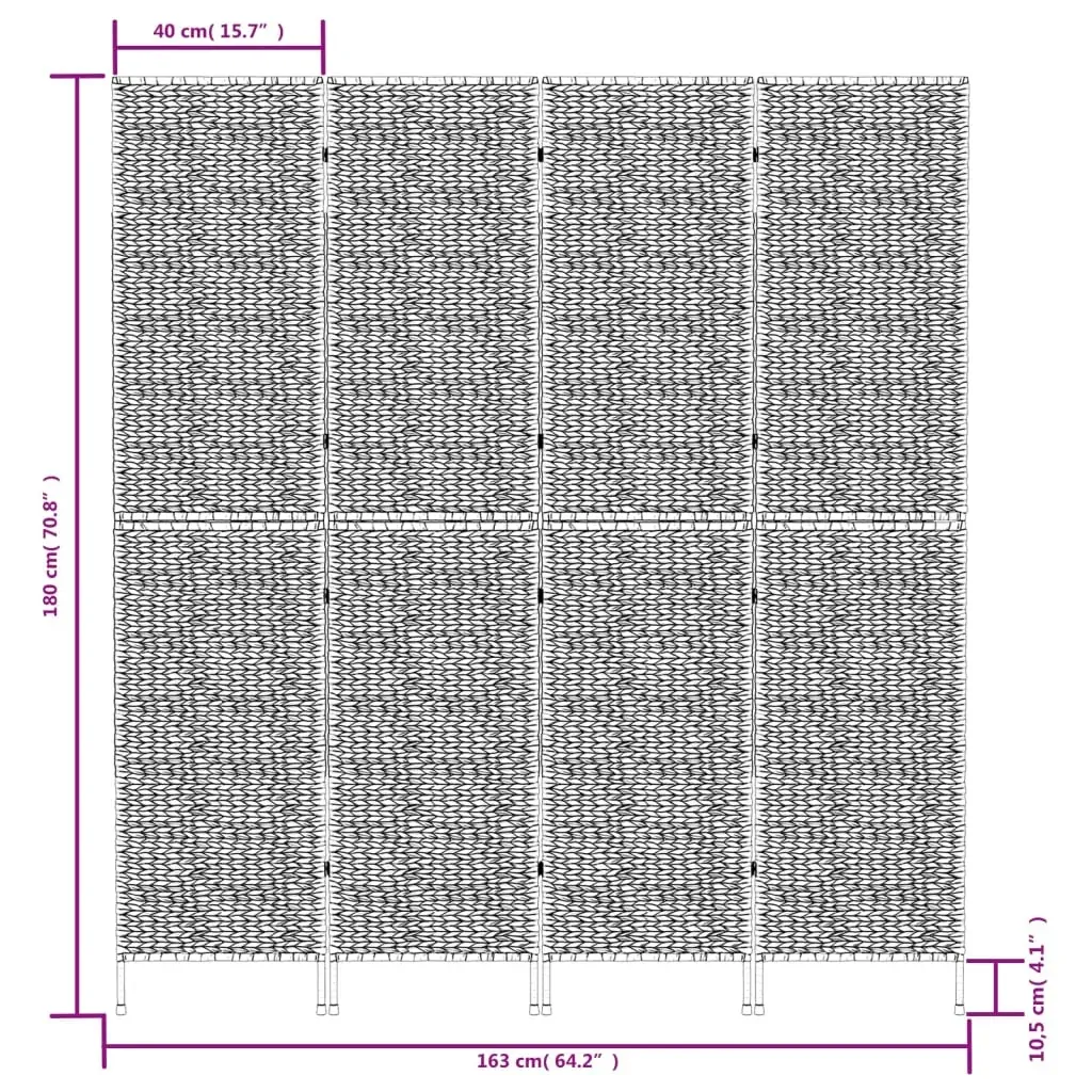 Room Divider 4-Panel 163x180 cm Water Hyacinth Price