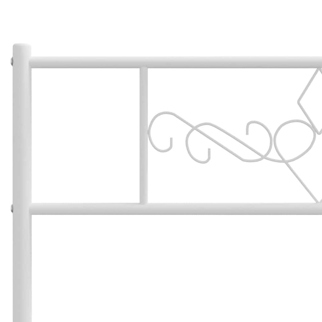 Metal Bed Frame without Mattress with Footboard White 150x200 cm Price