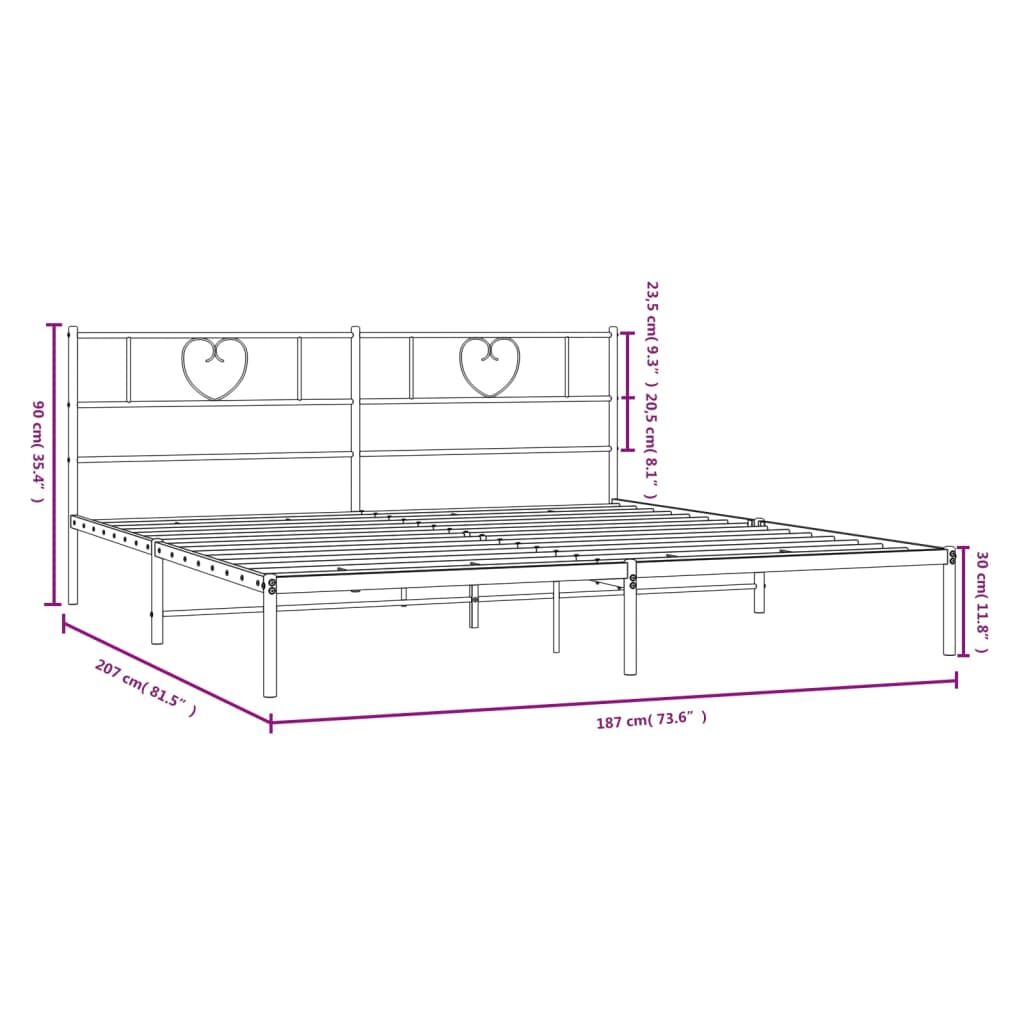 Metal Bed Frame without Mattress with Headboard Black 183x203 cm King Price