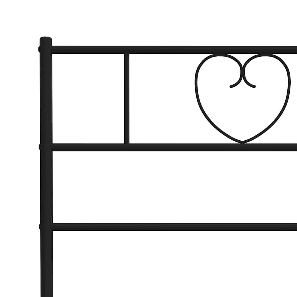 Metal Bed Frame without Mattress with Footboard Black 135x190 cm Price