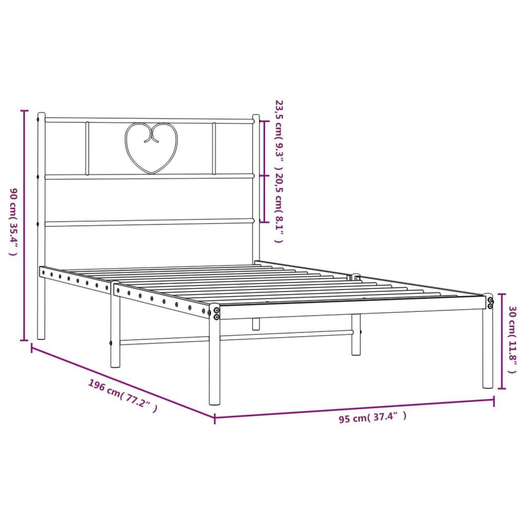 Metal Bed Frame without Mattress with Headboard White 90x190 cm Price