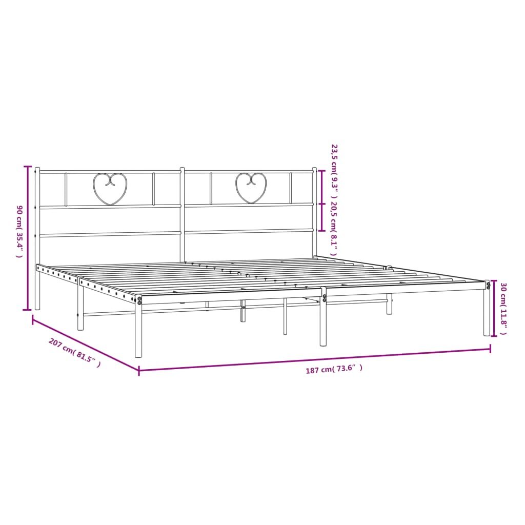 Metal Bed Frame without Mattress with Headboard White 183x203 cm King Price