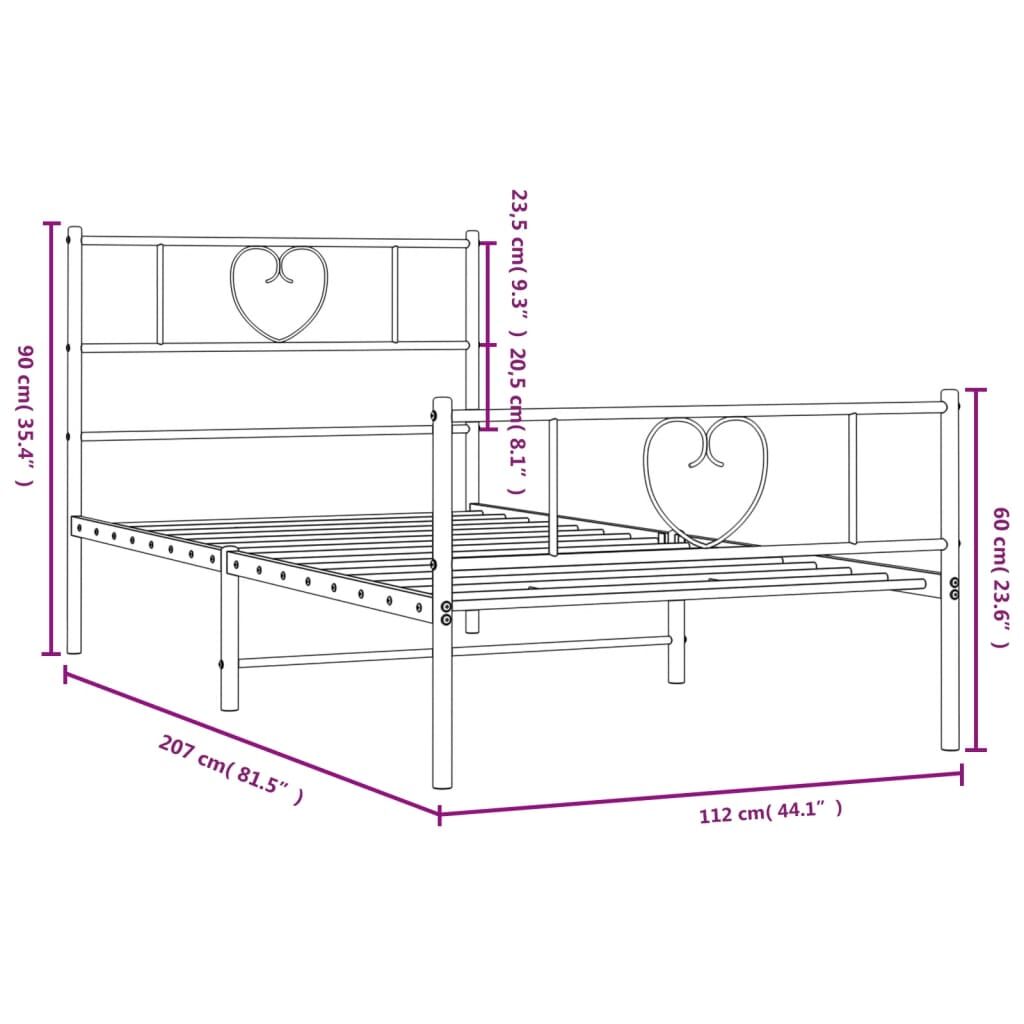 Metal Bed Frame without Mattress with Footboard White 107x203 cm King Single Price