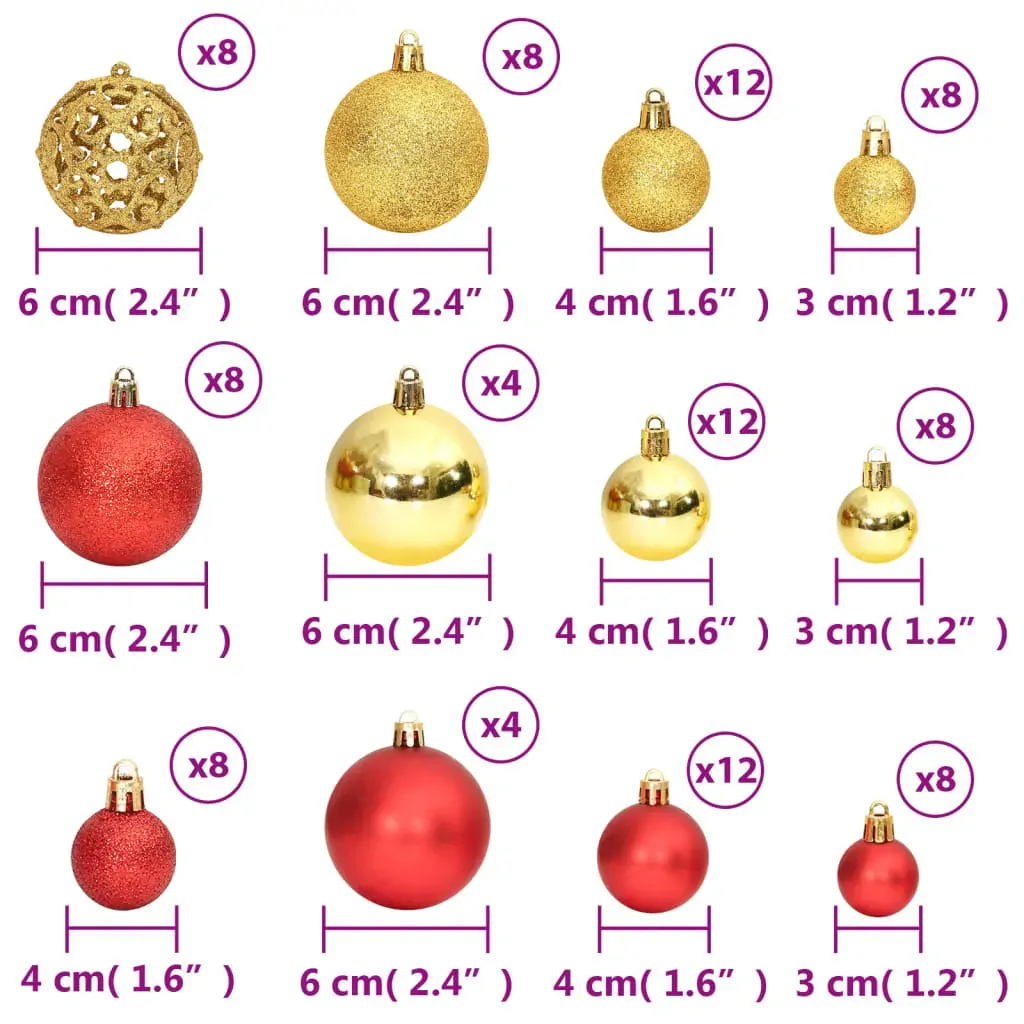 Christmas Baubles 100 pcs Gold and Wine Red 3 / 4 / 6 cm Price
