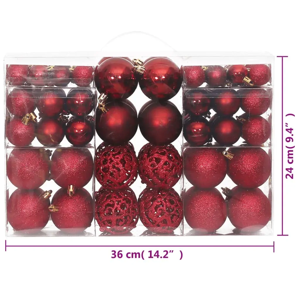 Christmas Baubles 100 pcs Wine Red 3 / 4 / 6 cm Price