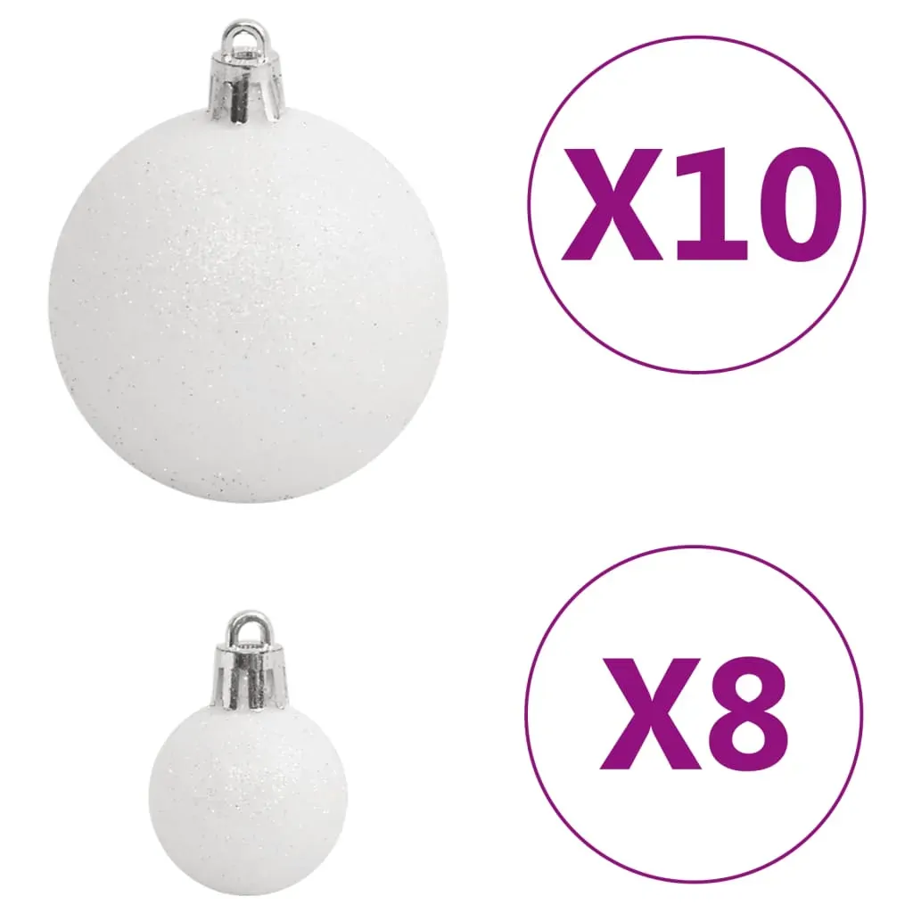 111 Piece Christmas Bauble Set White and Grey Polystyrene Price