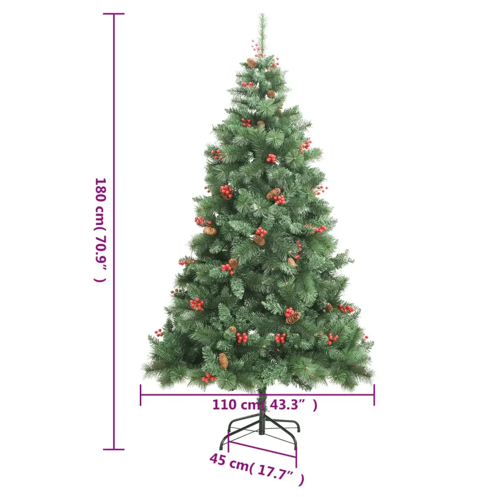 Artificial Hinged Christmas Tree with Cones and Berries 180 cm Price