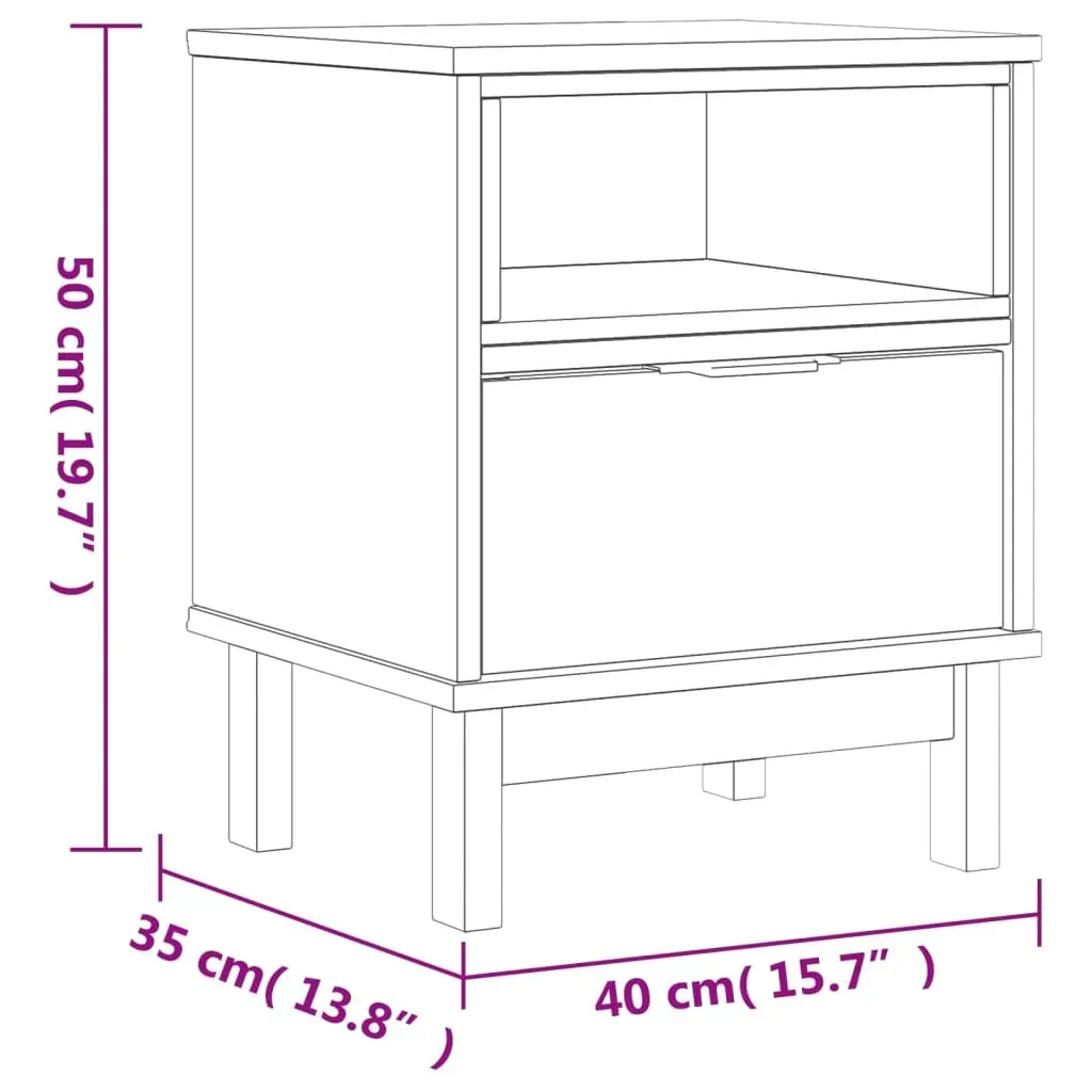 Bedside Cabinet FLAM 40x35x50 cm Solid Wood Pine Price