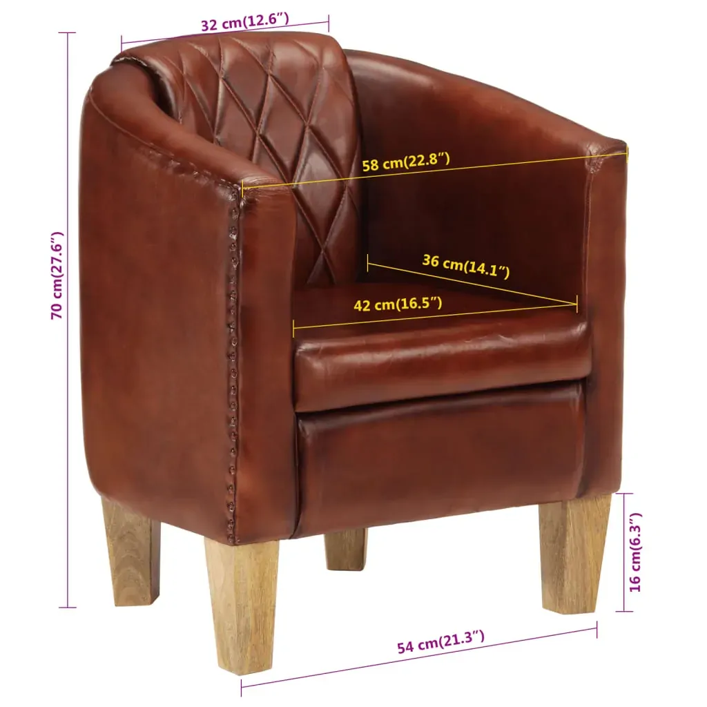Tub Chair Brown Real Leather Price