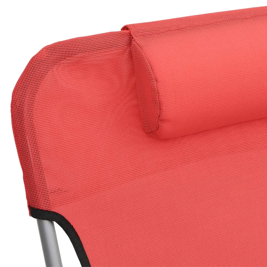 Folding Sun Loungers 2 pcs Red Textilene and Steel Price