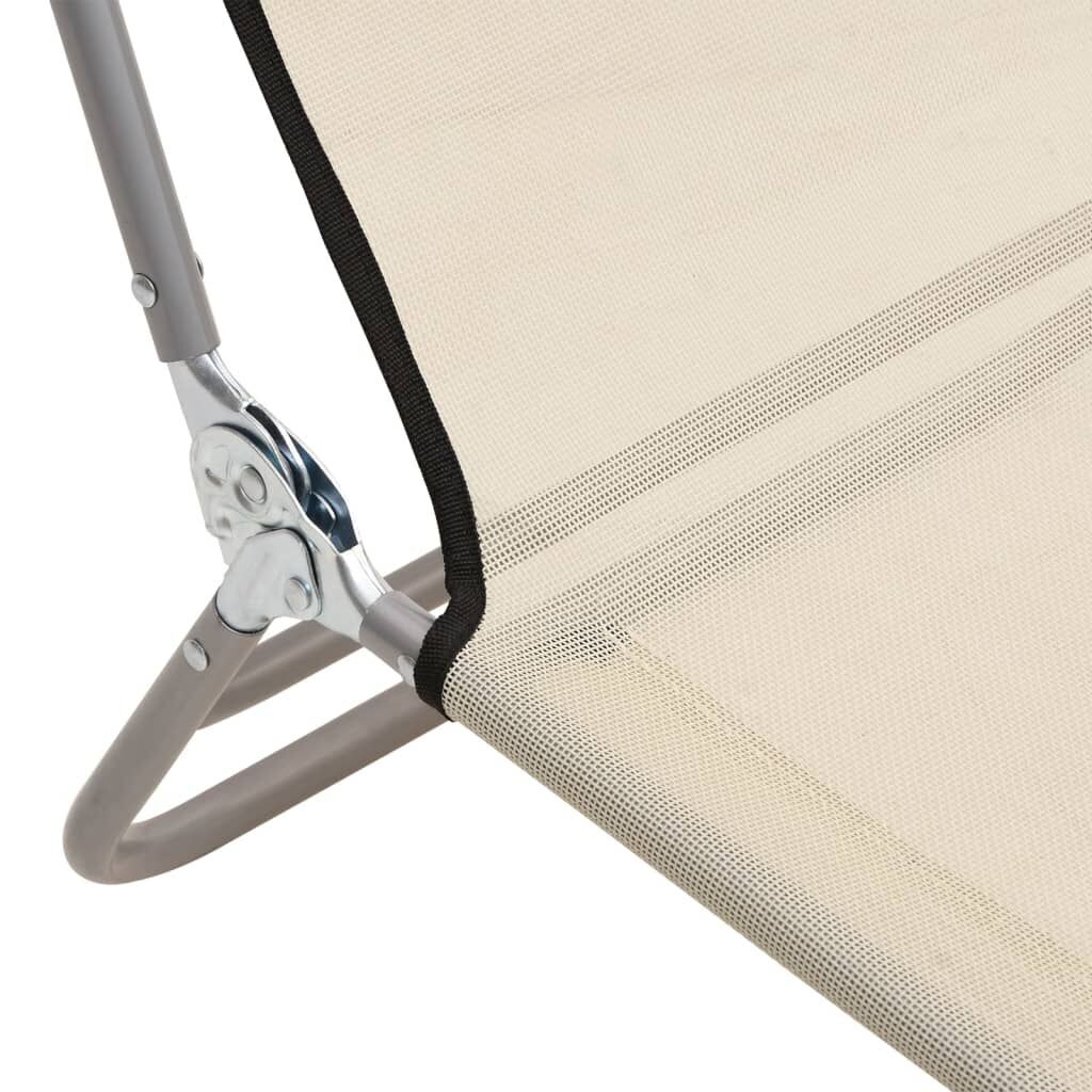 Folding Sun Loungers 2 pcs Cream Textilene and Steel Price