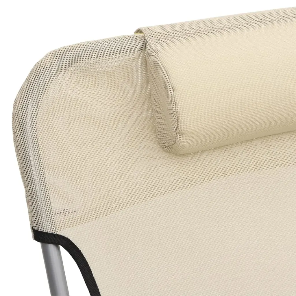 Folding Sun Loungers 2 pcs Cream Textilene and Steel Price
