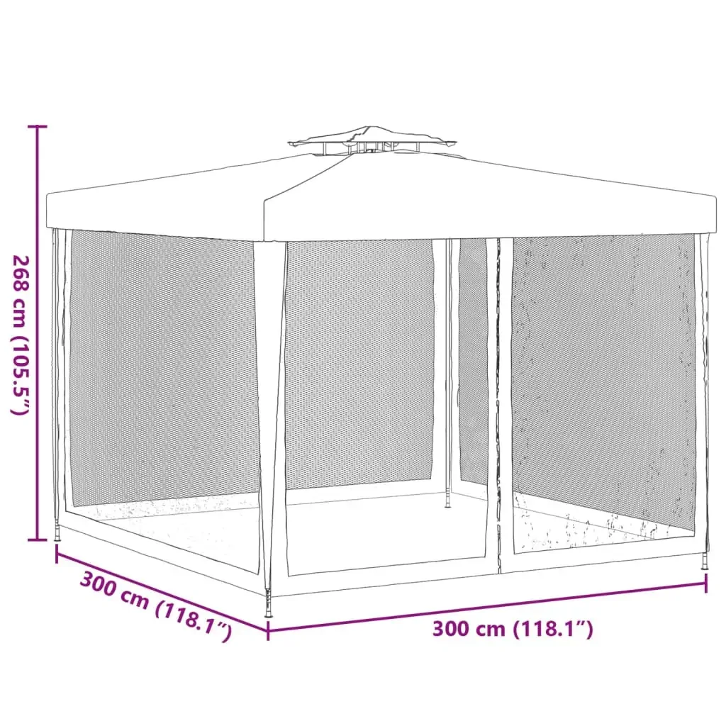 Gazebo with Double Roof Cream 3x3x2.68 m Fabric Price