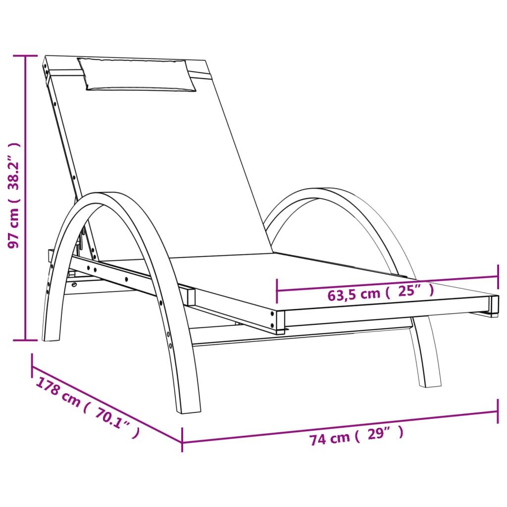Sun Lounger with Pillow Grey Textilene and Solid Wood Poplar Price