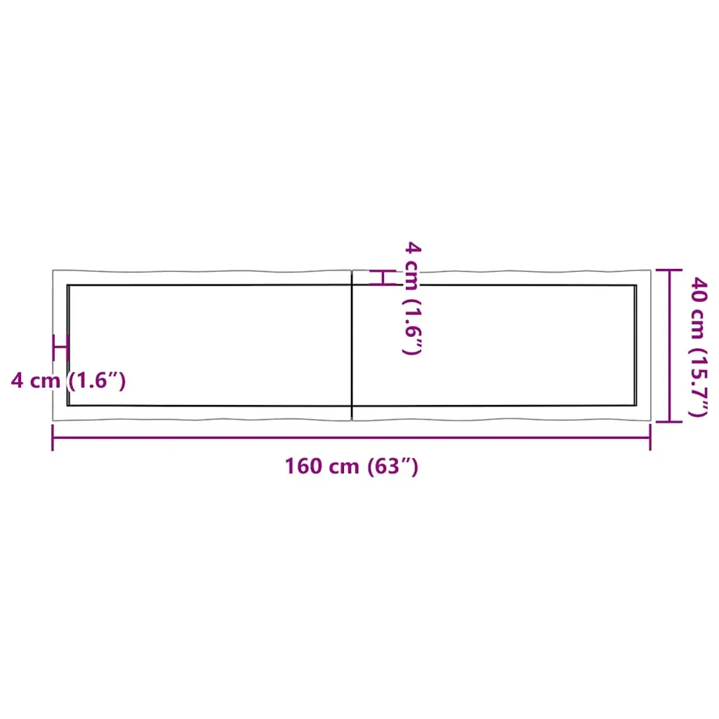 Table Top Light Brown 160x40x(2-4)cm Treated Solid Wood Live Edge Price