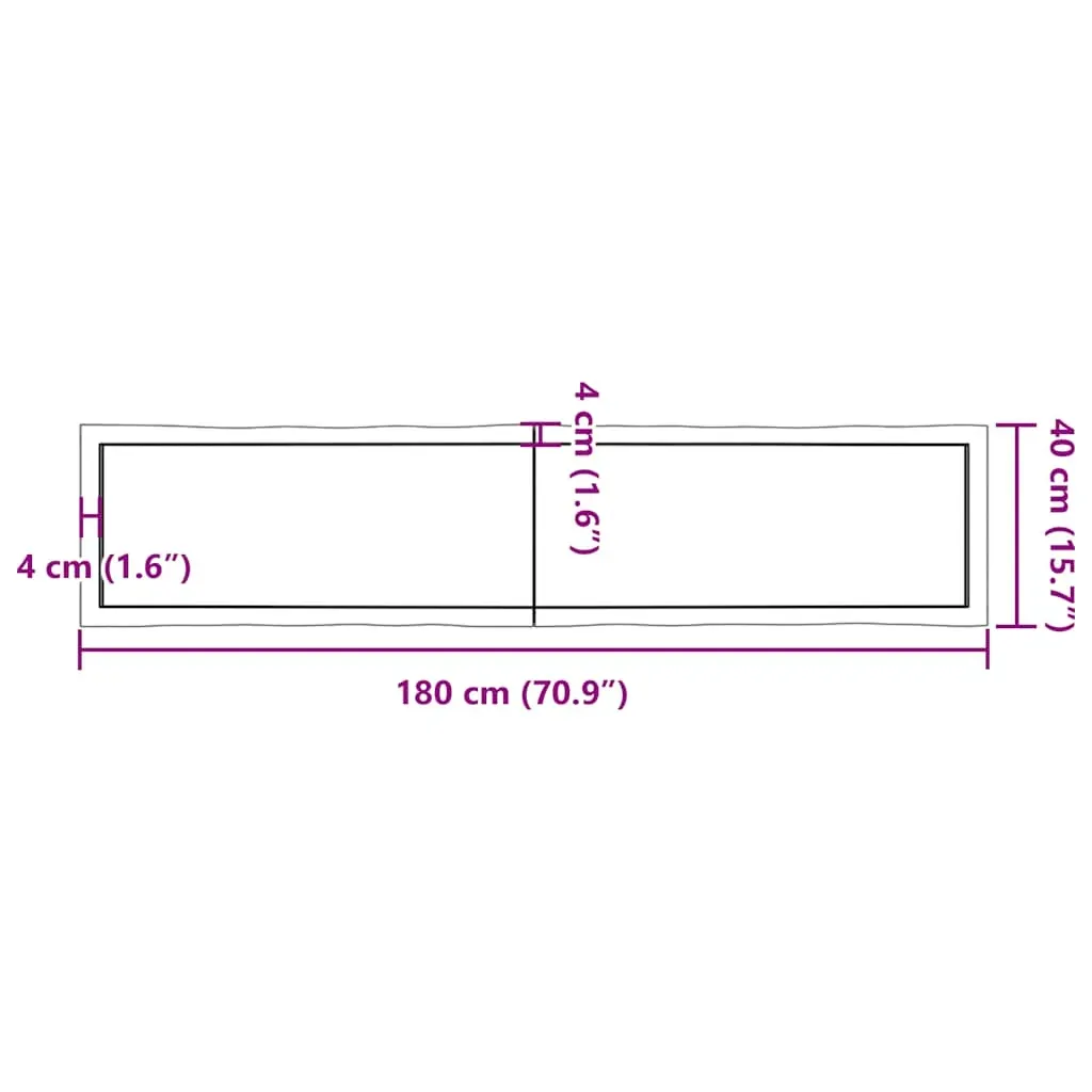 Table Top Light Brown 180x40x(2-4)cm Treated Solid Wood Live Edge Price