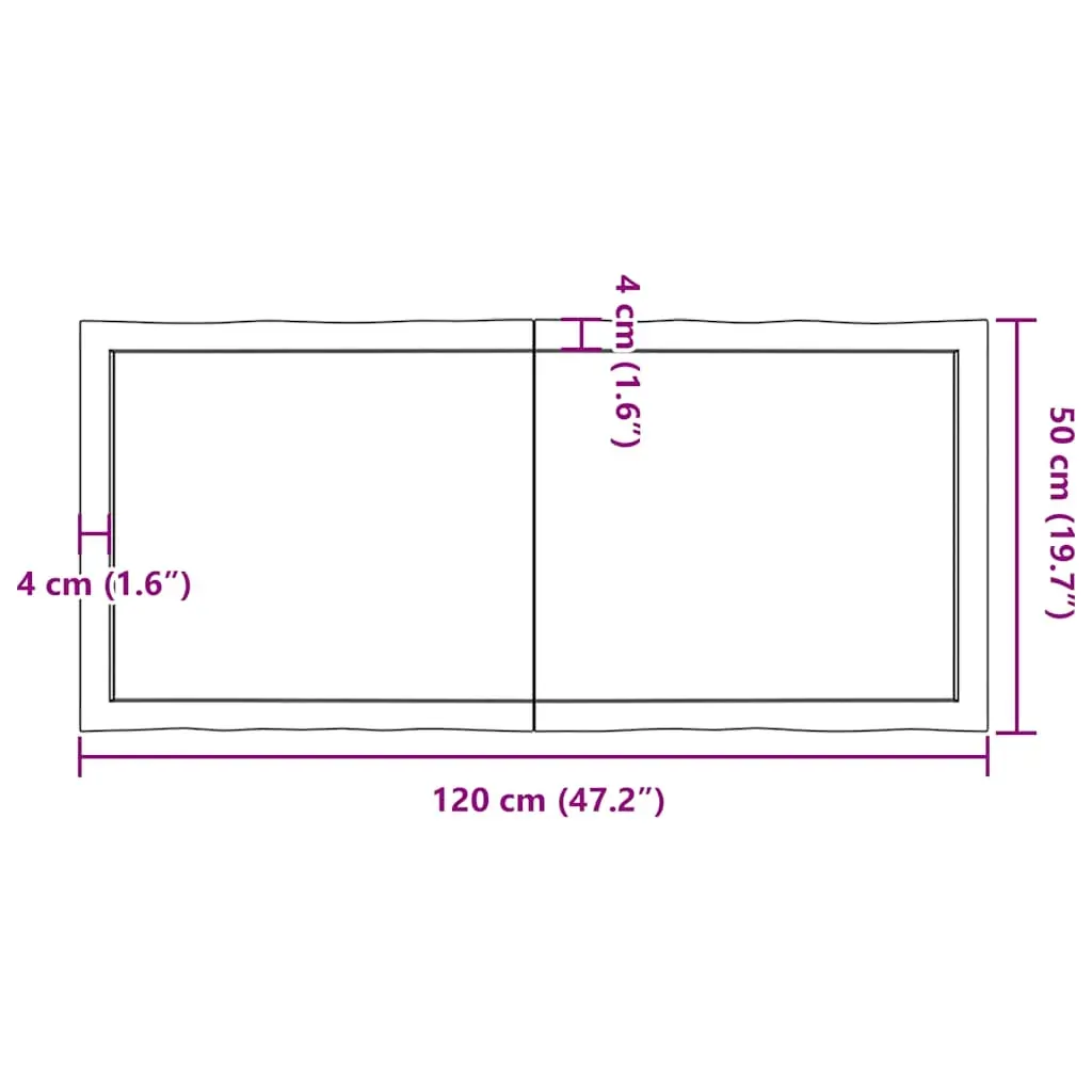 Table Top Dark Brown 120x50x(2-6) cm Treated Solid Wood Live Edge Price