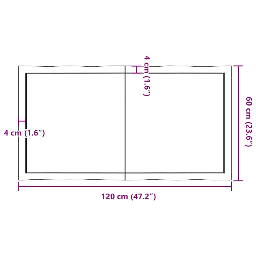 Table Top Dark Brown 120x60x(2-6) cm Treated Solid Wood Live Edge Price
