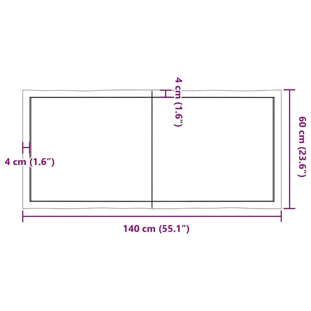 Table Top Dark Brown 140x60x(2-4) cm Treated Solid Wood Live Edge Price