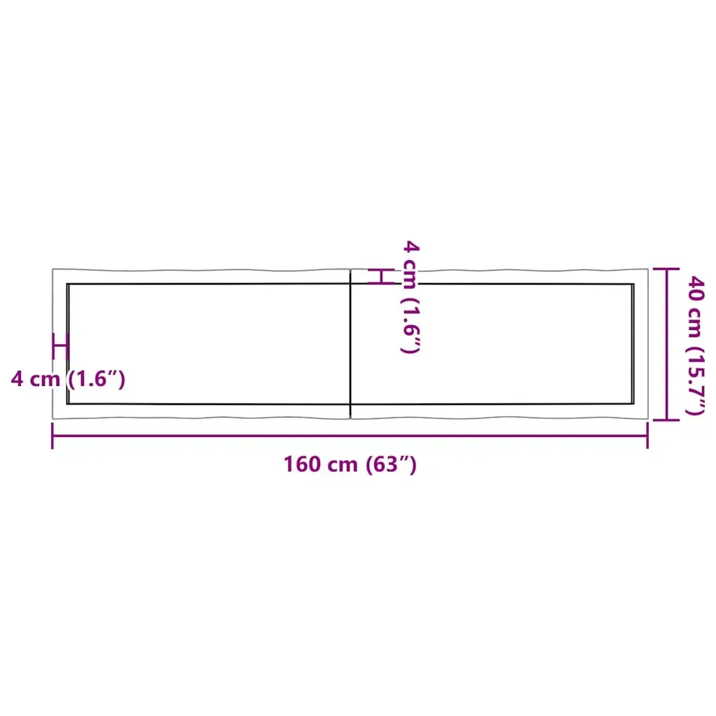 Table Top Dark Brown 160x40x(2-4) cm Treated Solid Wood Live Edge Price