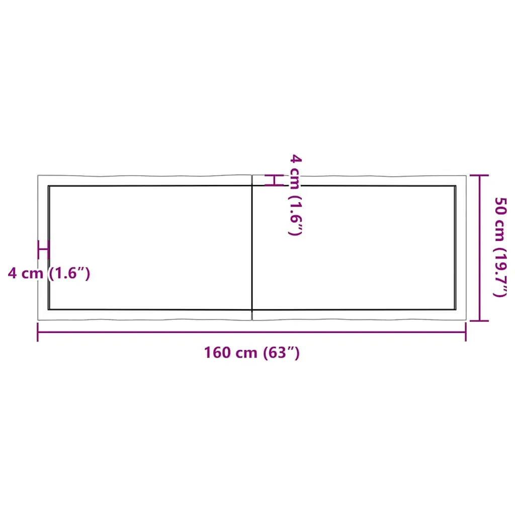 Table Top Dark Brown 160x50x(2-4) cm Treated Solid Wood Live Edge Price