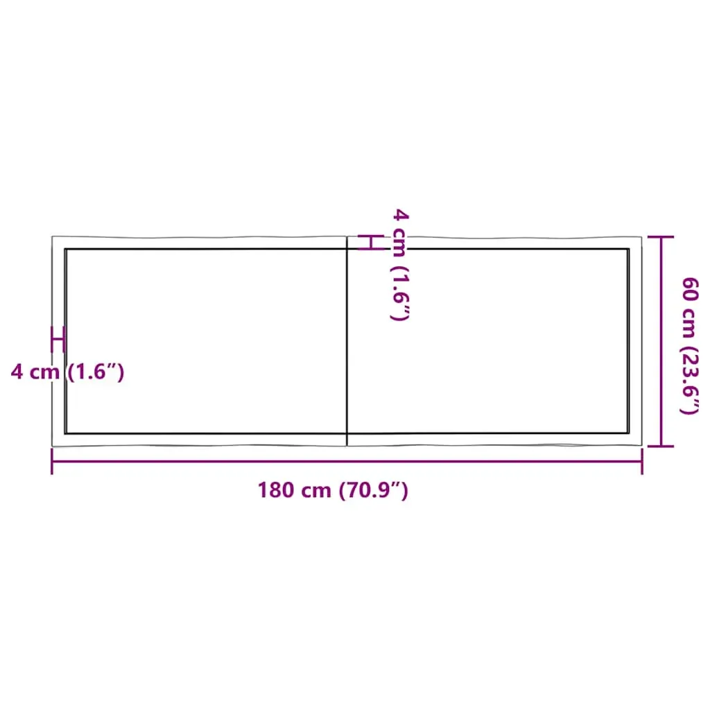 Table Top Dark Brown 180x60x(2-4) cm Treated Solid Wood Live Edge Price