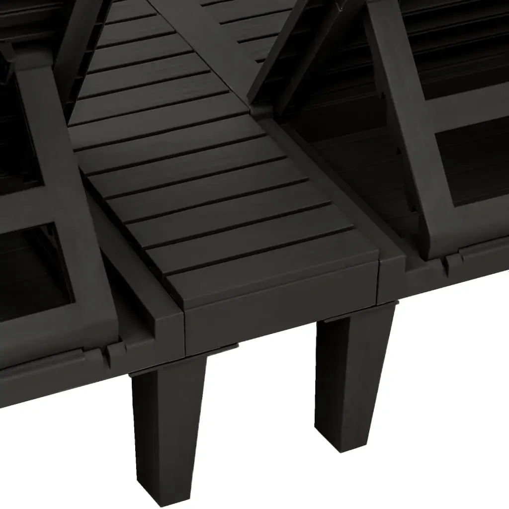 Double Sun Lounger Black 155x138x83 cm Polypropylene Price