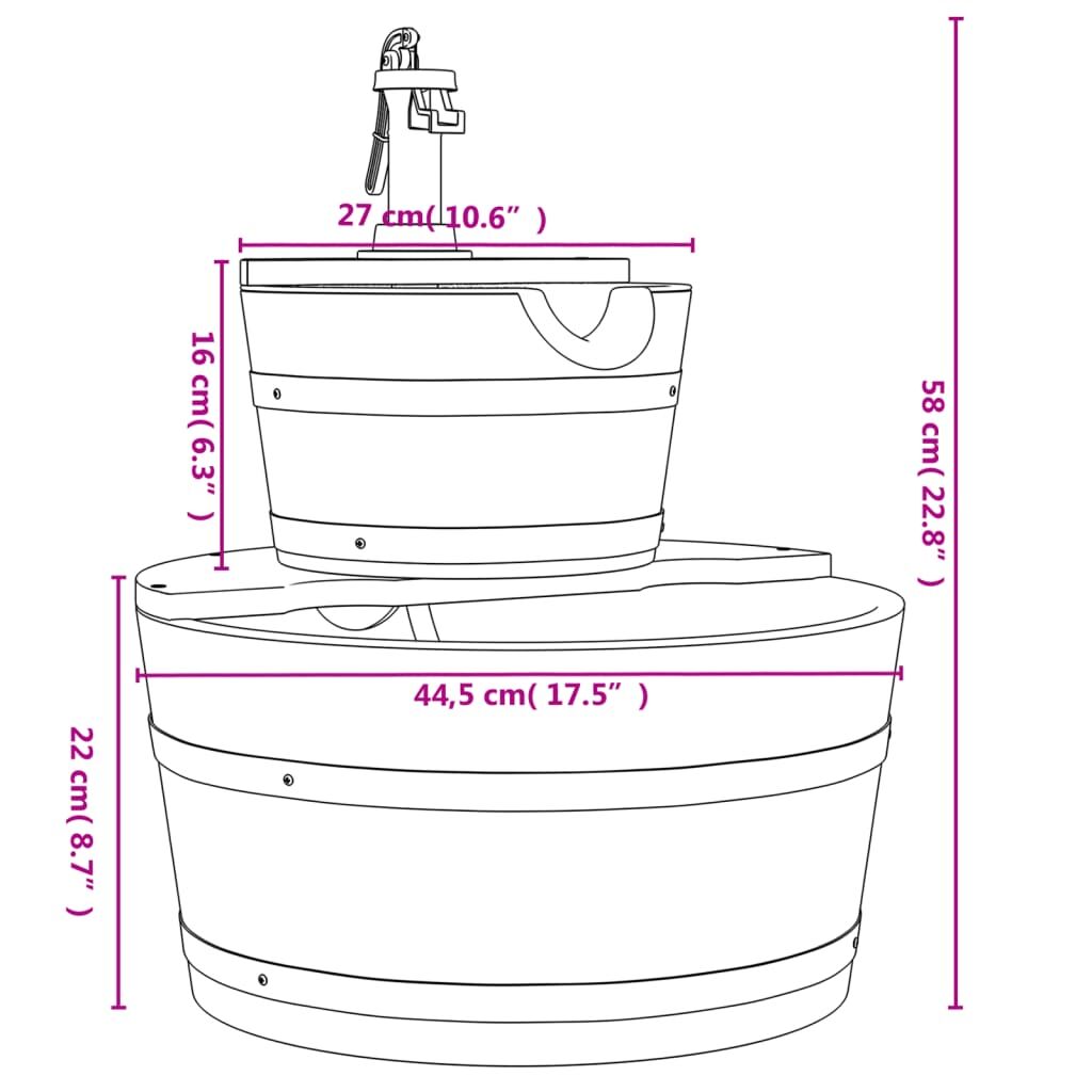 Water Fountain with Pump 44.5x44.5x58 cm Solid Wood Fir Price
