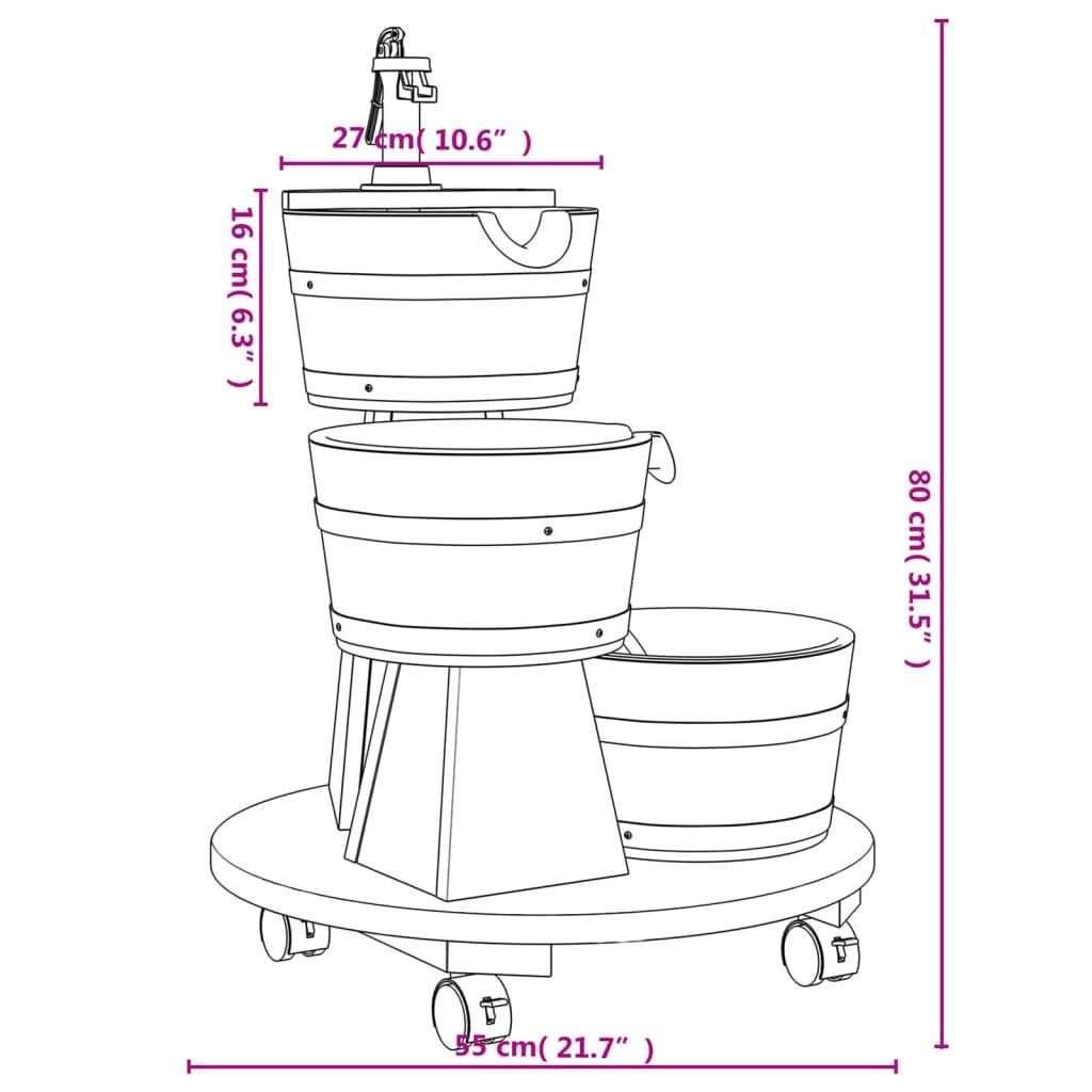 Wheeled Water Fountain with Pump 55x55x80 cm Solid Wood Fir Price