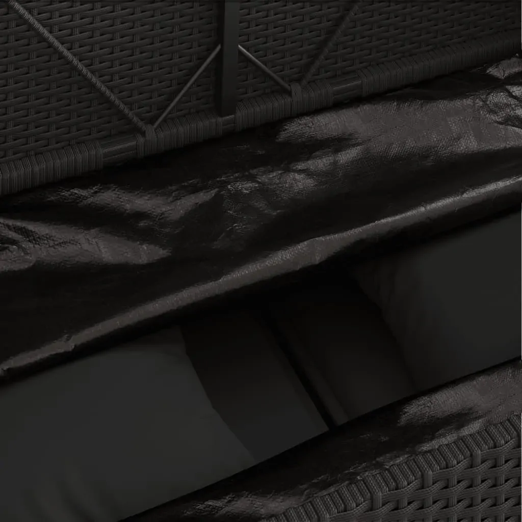 Garden Bench with Cushions Black Poly Rattan Price
