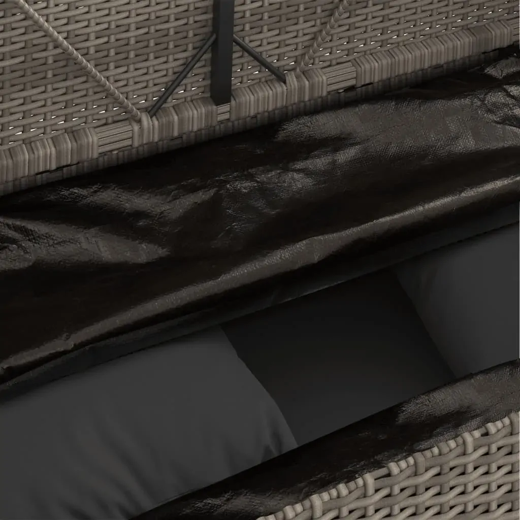 Garden Bench with Cushions Grey Poly Rattan Price