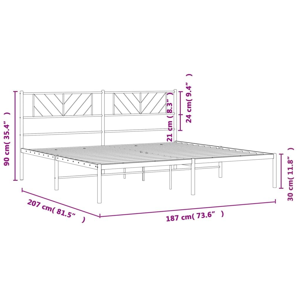 Metal Bed Frame without Mattress with Headboard Black 183x203 cm King Price
