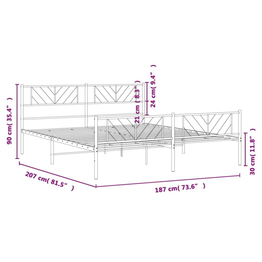 Metal Bed Frame without Mattress with Footboard Black 183x203 cm King Price