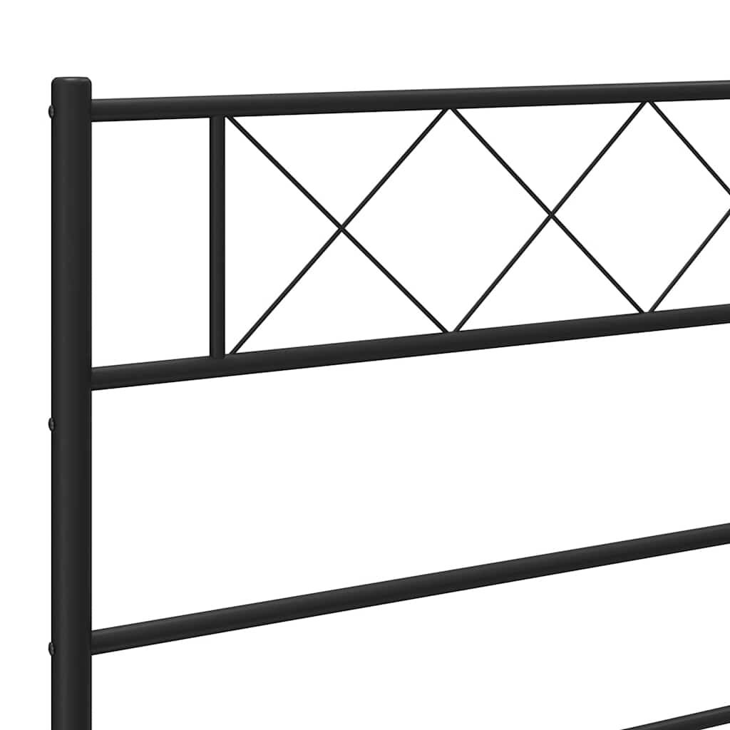 Metal Bed Frame without Mattress with Footboard Black 135x190 cm Price