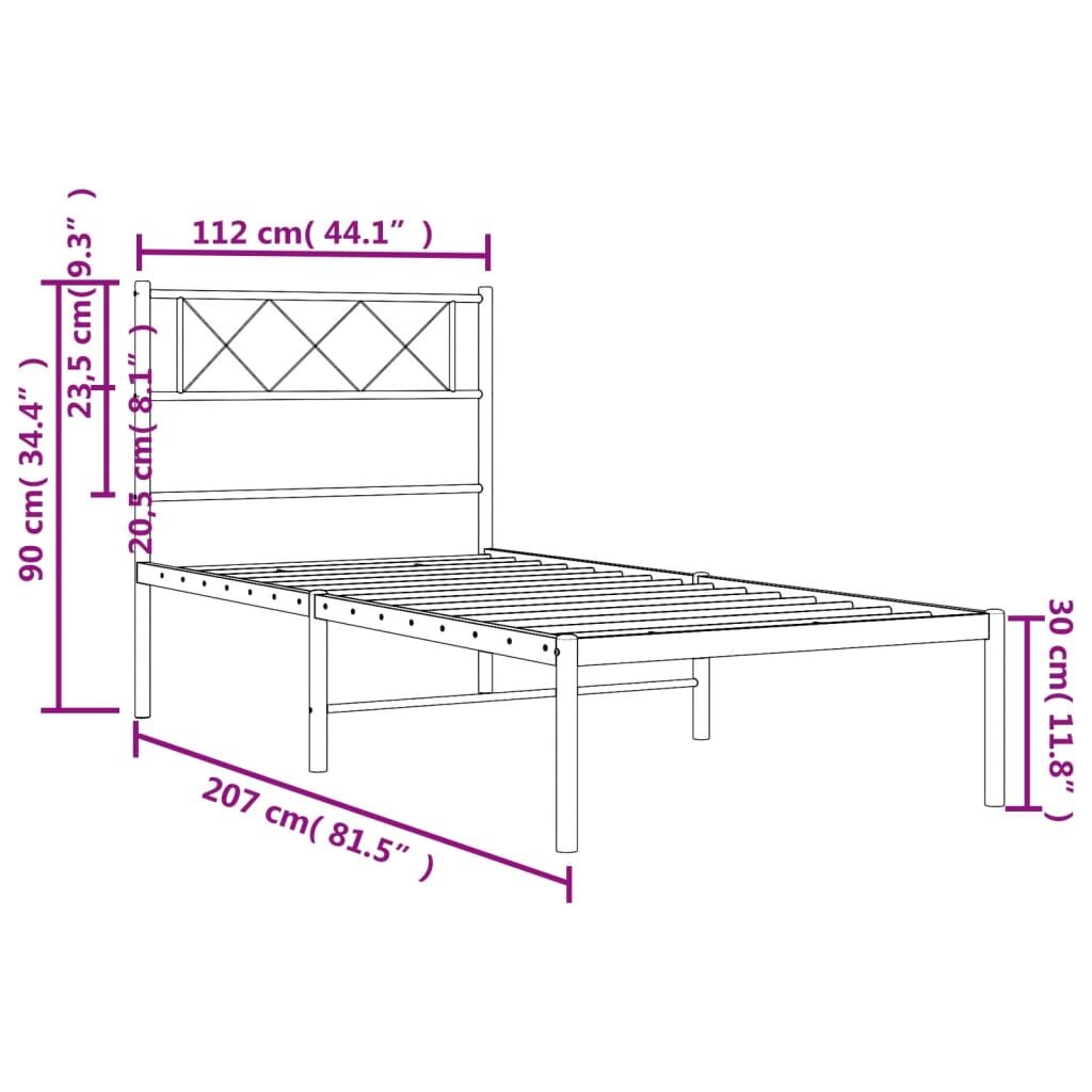 Metal Bed Frame without Mattress with Headboard White 107x203 cm King Single Price
