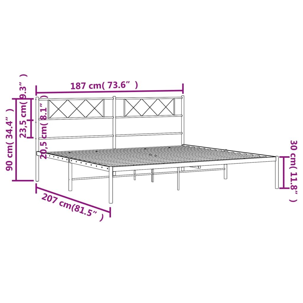 Metal Bed Frame without Mattress with Headboard White 183x203 cm King Price