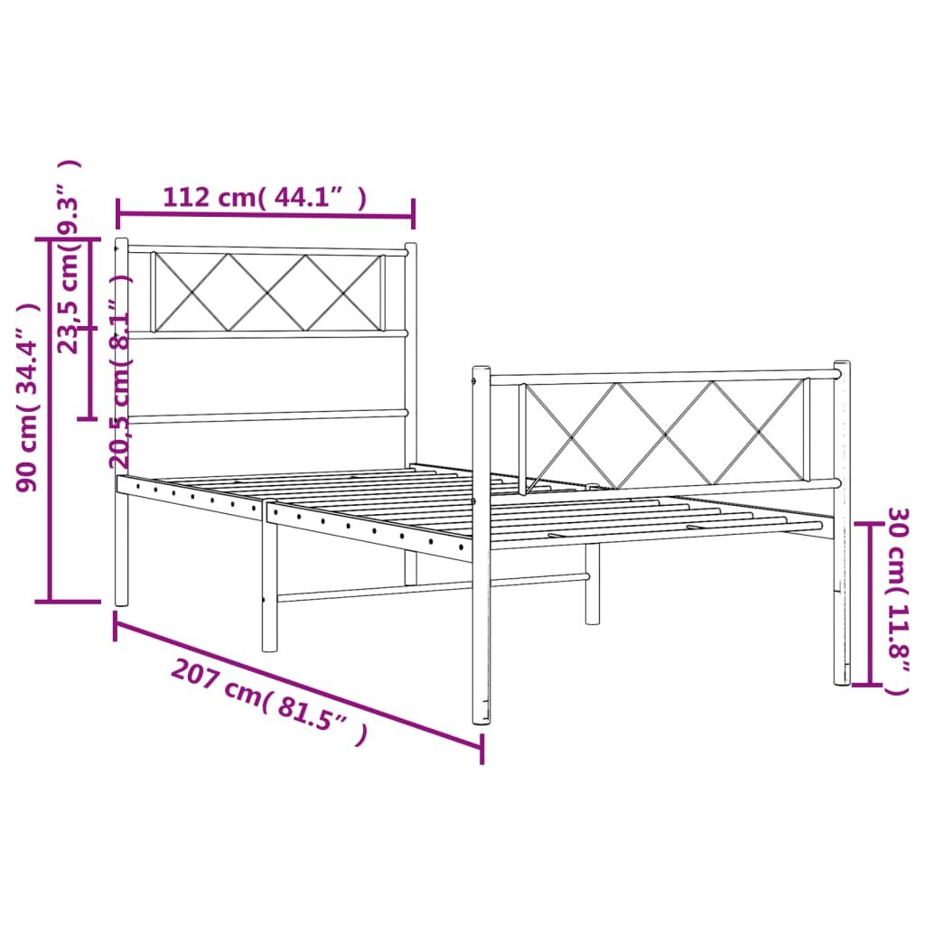 Metal Bed Frame without Mattress with Footboard White 107x203 cm King Single Price