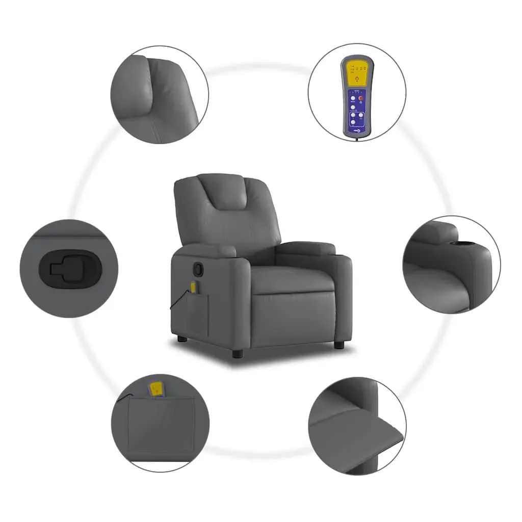 Massage Recliner Chair Grey Faux Leather Price