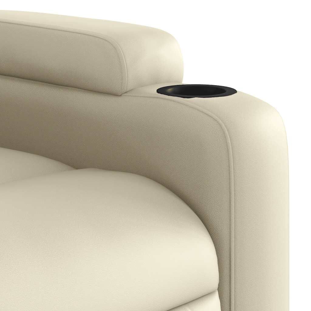 Massage Recliner Chair Cream Faux Leather Price
