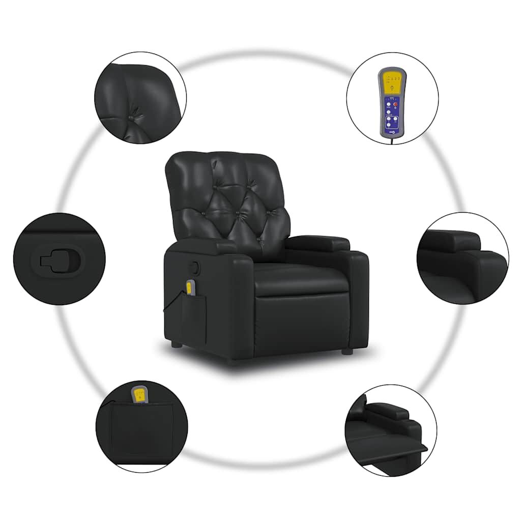 Massage Recliner Chair Black Faux Leather Price