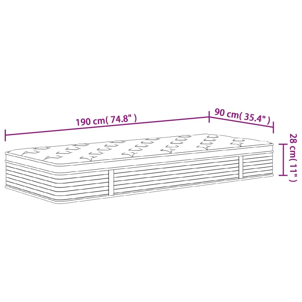 Pocket Spring Mattress Medium 90x190 cm Price